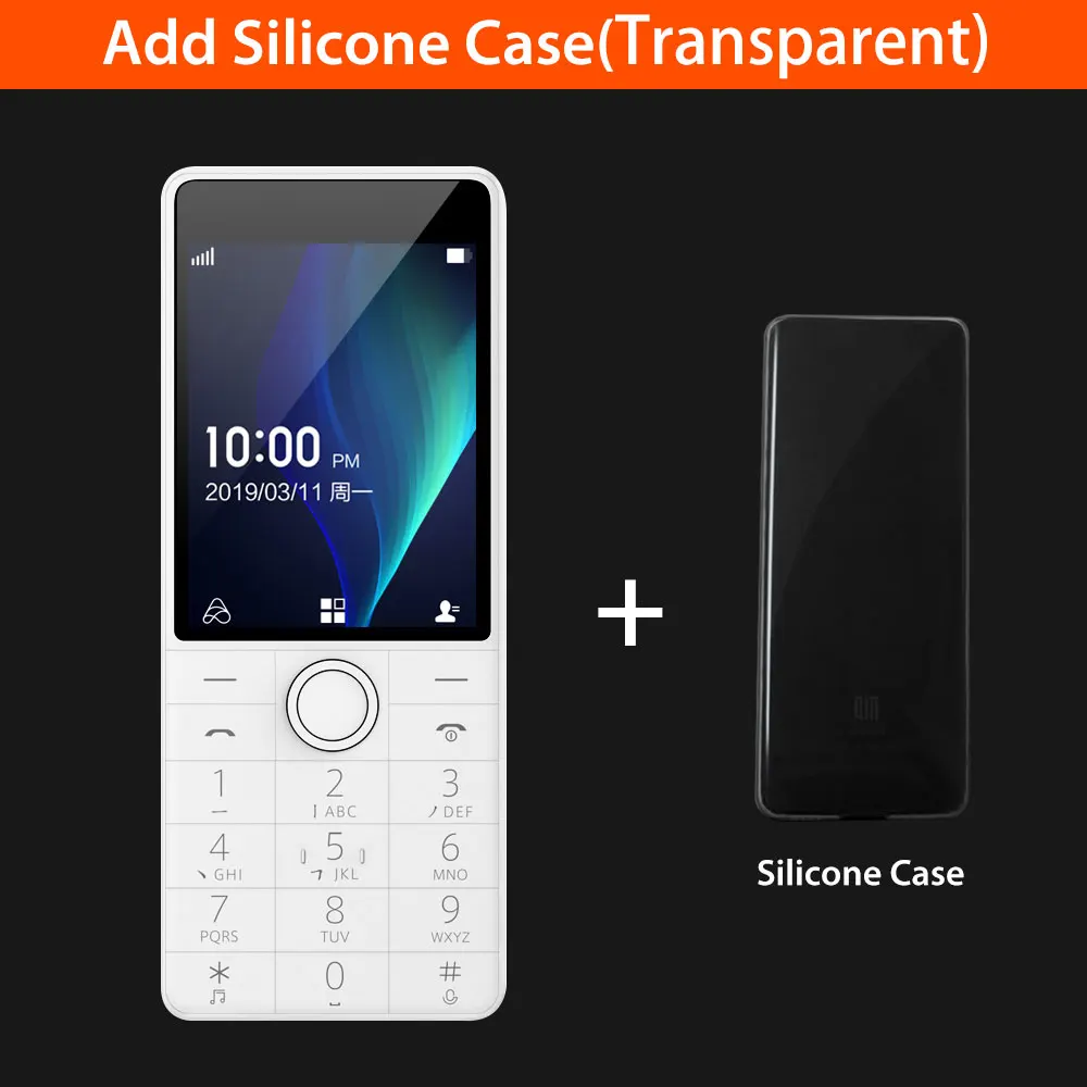 Add Silicone Case Xiaomi Qin 1S+ VoLTE 4G сеть Wifi 4G+ 512MB 2,8 дюйма 1480mAH bluetooth 4,2 инфракрасный пульт дистанционного управления gps Две sim-карты английский - Цвет: Add Silicone Case