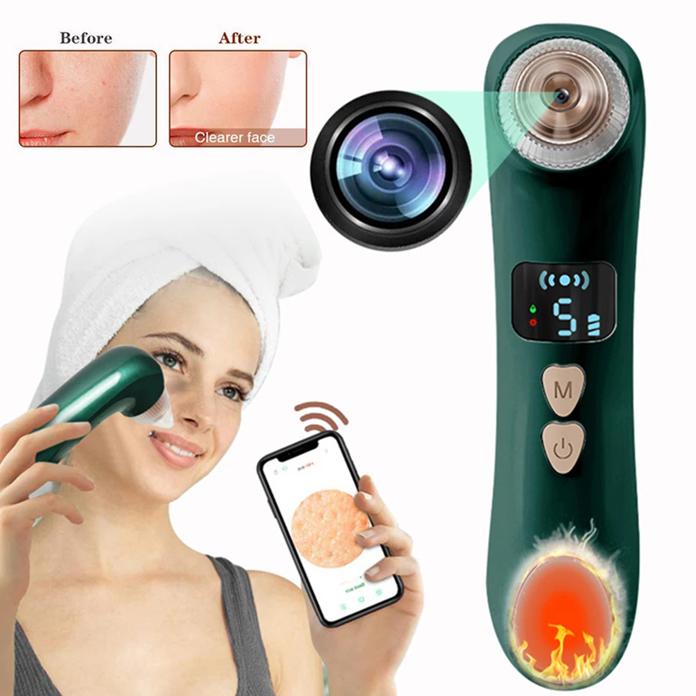 

Heating Blackhead Remover Pore Vacuum Cleaner For Nose Face Skin Acne Sucker Rechargeable LCD Display Suction Spot Removal Tools