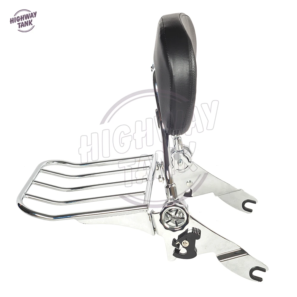

Chrome Motorcycle Detachable Backrest Sissy Bar & Luggage Rack Moto Rear decoration case for Harley Touring 2009-2017