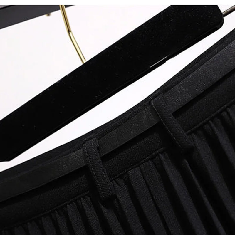 Женская плиссированная юбка с высокой талией размера плюс черная Повседневная