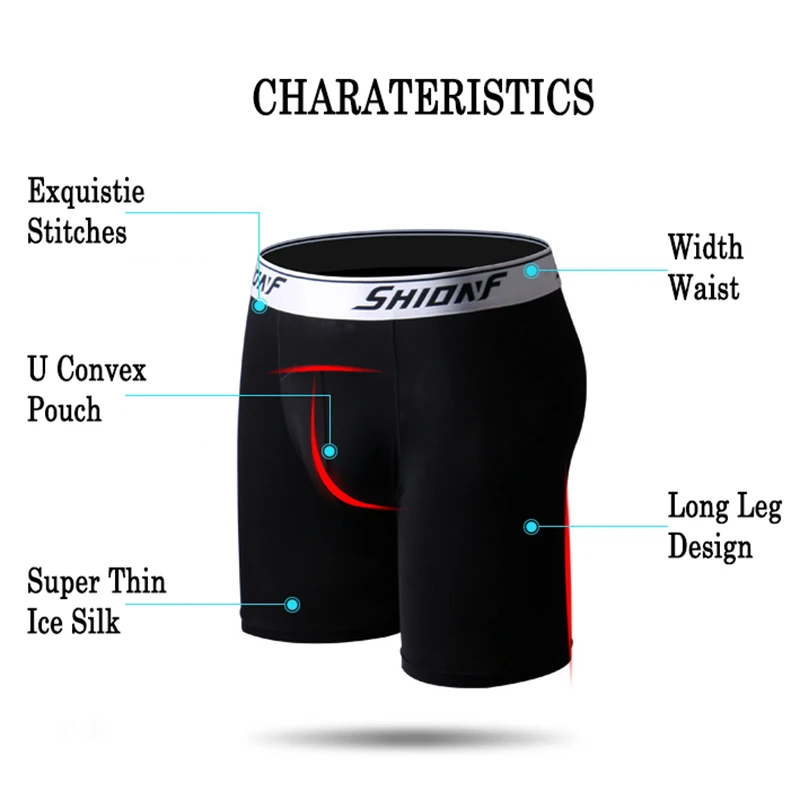 Длинное Мужское нижнее белье боксеры шорты мужские высокое качество ледяной