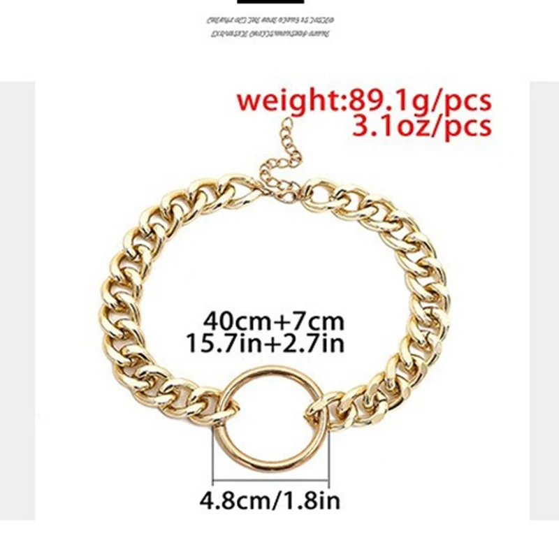 

Fashion Big Circle Pendant Necklace for Women Hollow Link Gold Color Punk Geometric Necklaces Ladies Female Trendy Choker