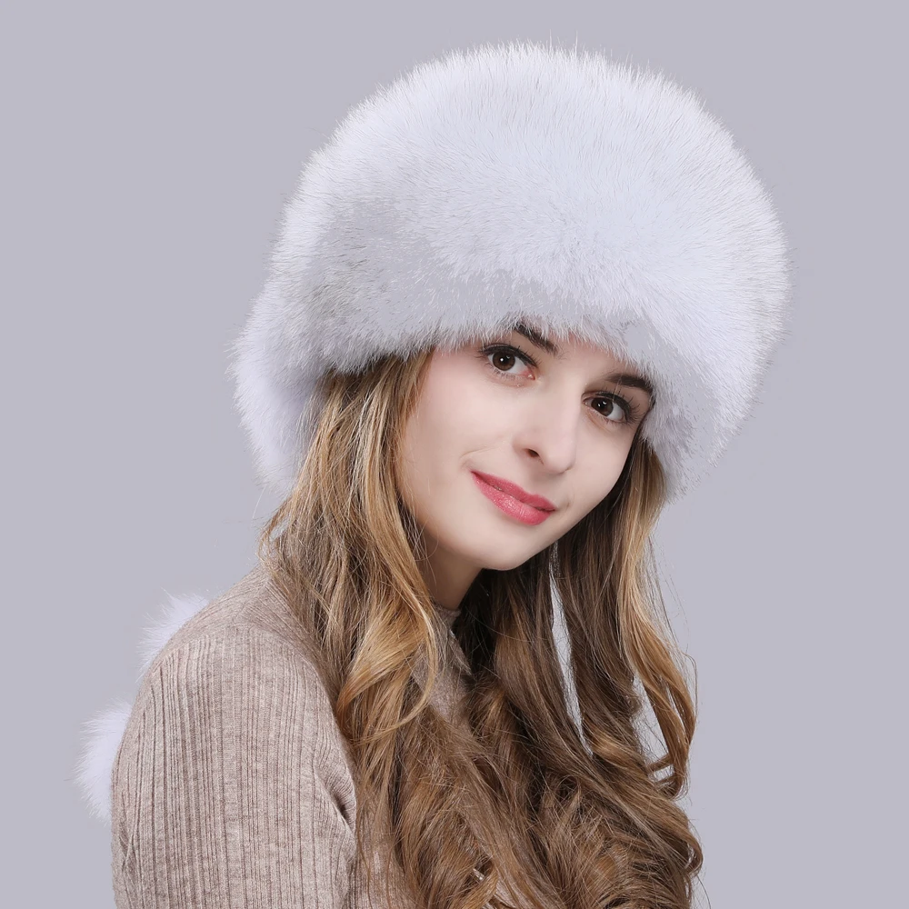 Женская русская зимняя шапка из натурального Лисьего меха теплая мягкая