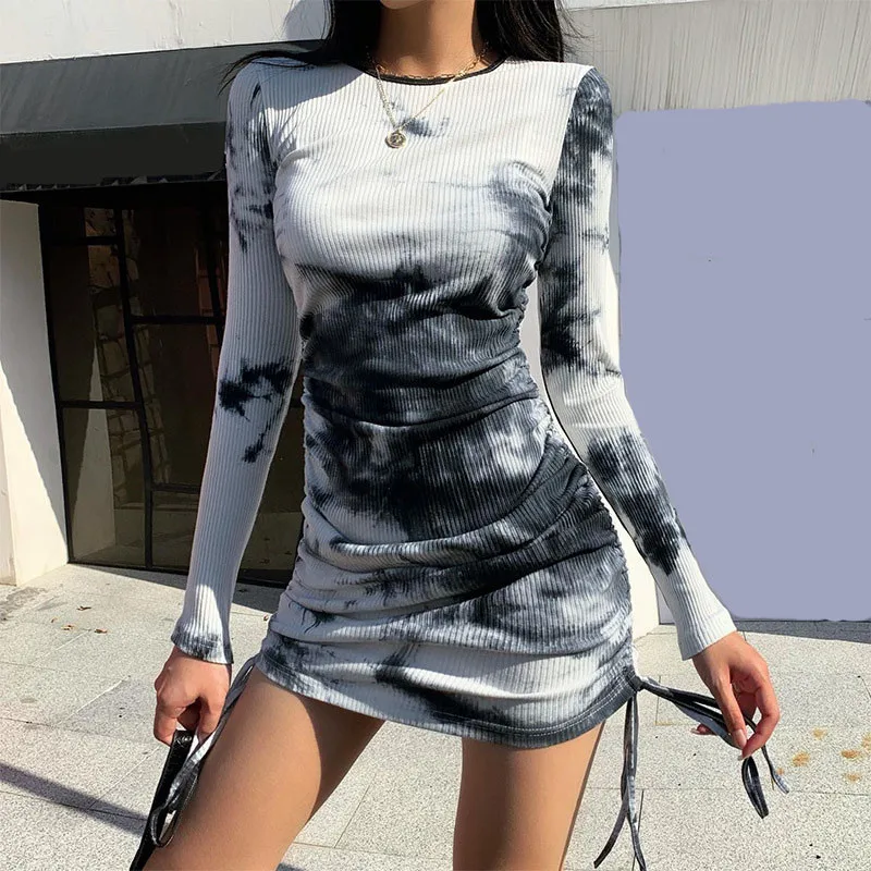 

Пикантная обувь для женщин; Сезон весна-осень; Платье-карандаш на завязках усадка, круглый ворот, длинный рукав, высокая талия, с рисунком, ст...