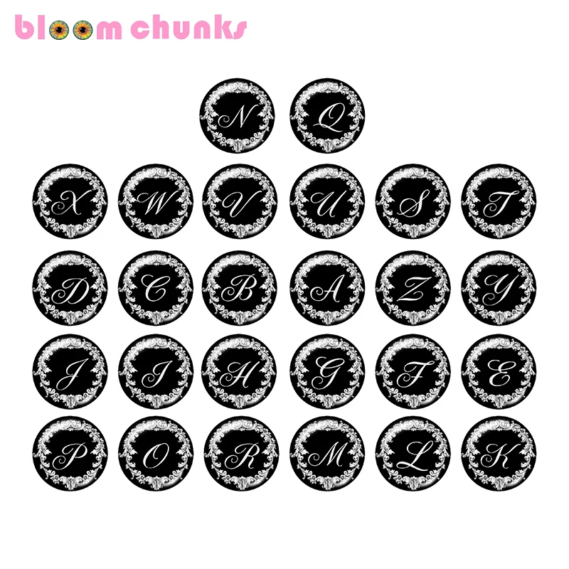 Alphabet 10pcs mixed 12mm/18mm/20mm/25mm Round photo glass cabochon demo flat back Making findings Z1078