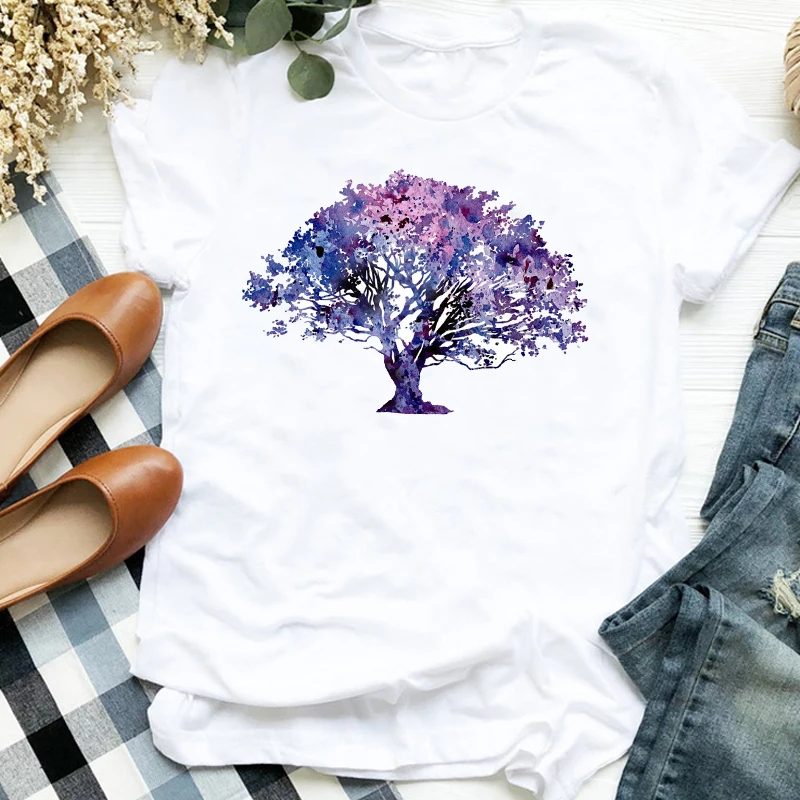 

Футболка женская с акварельным принтом, милая рубашка 90-х с трендовым принтом, одежда с графическим принтом, Топ