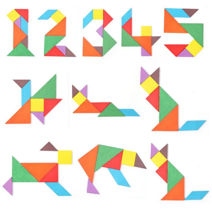 Головоломки волшебный Tangram детские деревянные развивающие игры хобби Детские