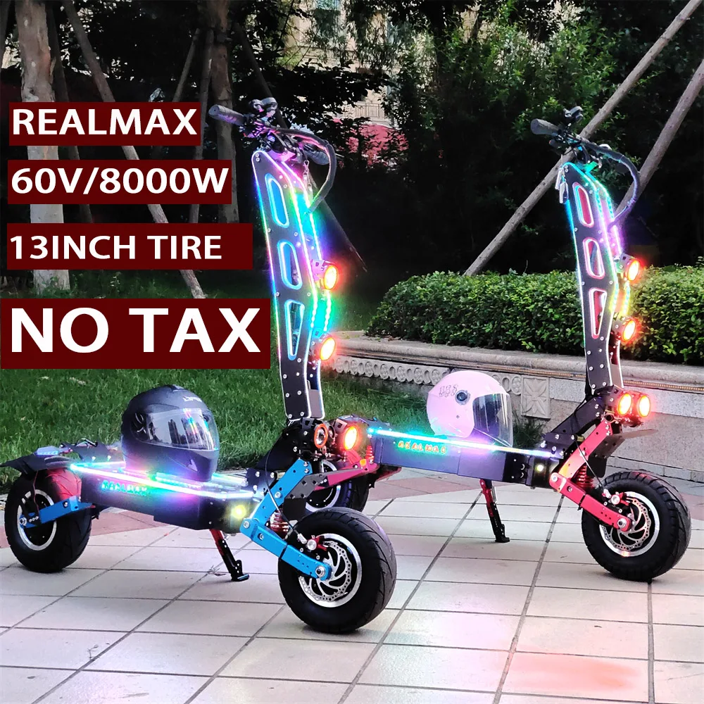 

REALMAX 13 ”дорожный Электрический скутер для взрослых 60 в 8000 Вт Двойной Мотор E скутер большой радиус действия 130 км электрические скутеры