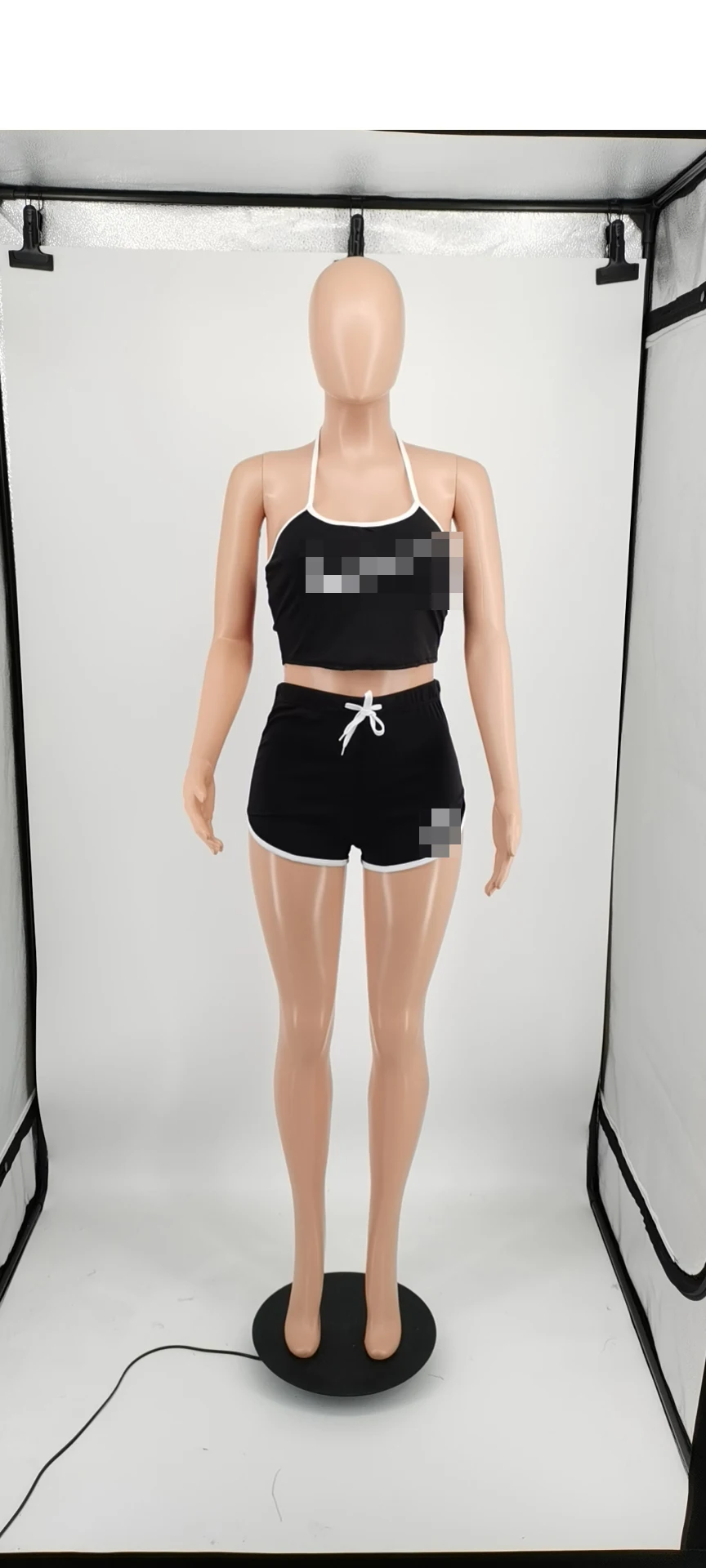 

2021 Summer Fashion Famous Sports Brand Halter print sleeveless sexy pure color vest shorts two pieces
