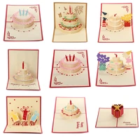 3d pop up card happy birthday invitation card for girl kids wife husband birthday cake greeting card postcard gift with envelope