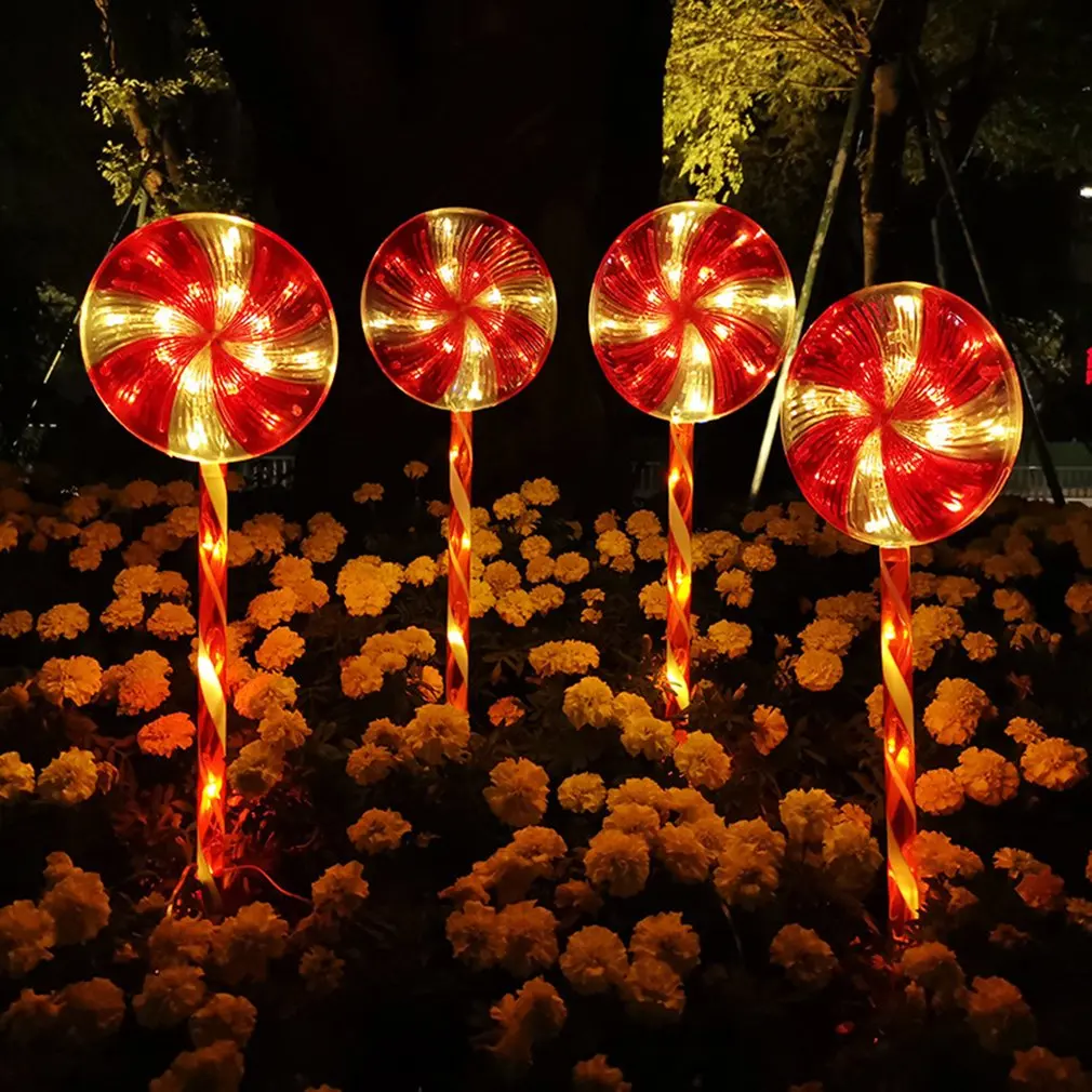 

Solar Christmas Candy Cane Lights Solar Lawn Lamp Outdoor Solar Lights LED Christmas Decor Garden Pathway Markers Candy Lights