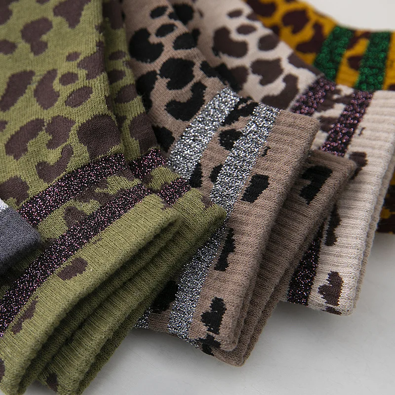 Женские носки с леопардовым принтом 1 пара носков в полоску хлопковые для девочек