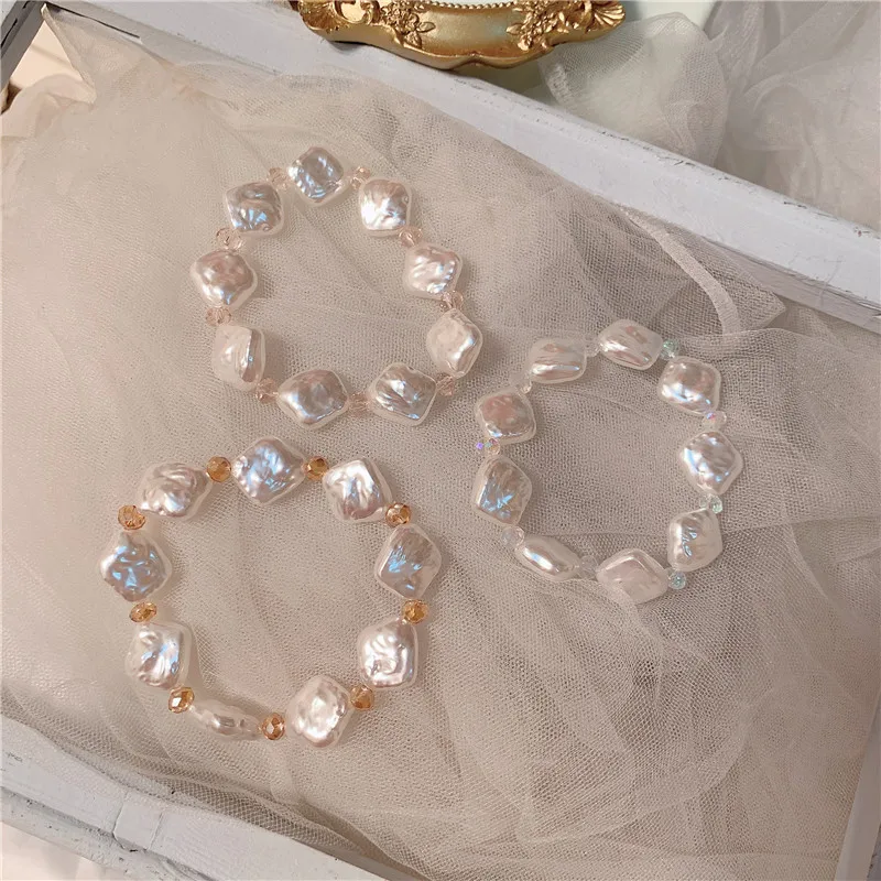 

Ins Crystal Bracelet Diamond Handmade Beaded Pearl Bracelet Bracelets on Hand Couple Charms for Women Women's Homme Kpop Set