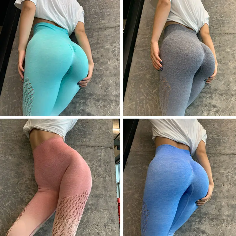 

Gradient High Waist Seamless Sport Women Fitness Running hip-lifting Yoga Pants Energy Elastic Trousers Gym Girl Tights ins