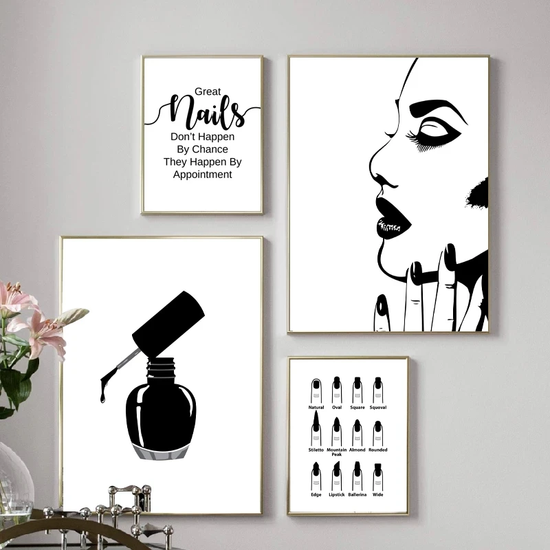 

Abstract Nail Salon Quotes Makeup Canvas Painting Nail Tech Gift Poster and Print Fashion Wall Art Picture for Living Room Decor