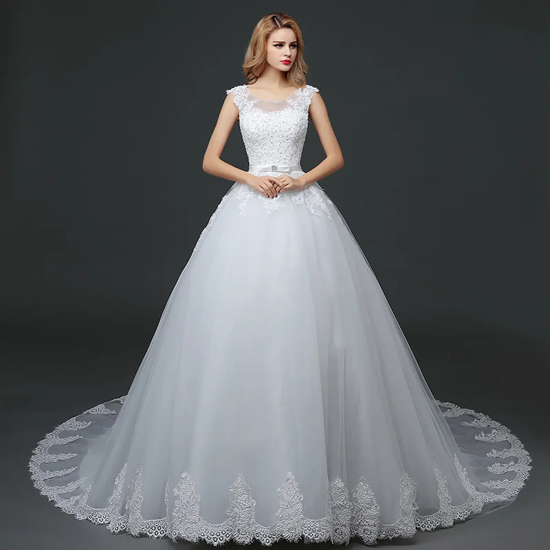 

African Style Wedding Dresses Long Pearls Ball Gown Bride Bridal Gowns Sheer Scoop Wedding Gown Custom Made Vestidos