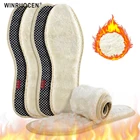 Winruochen1 пара, натуральные стельки из овчины, зимние меховые шерстяные стельки для мужчин и женщин, теплые мягкие толстые теплые кашемировые зимние сапоги