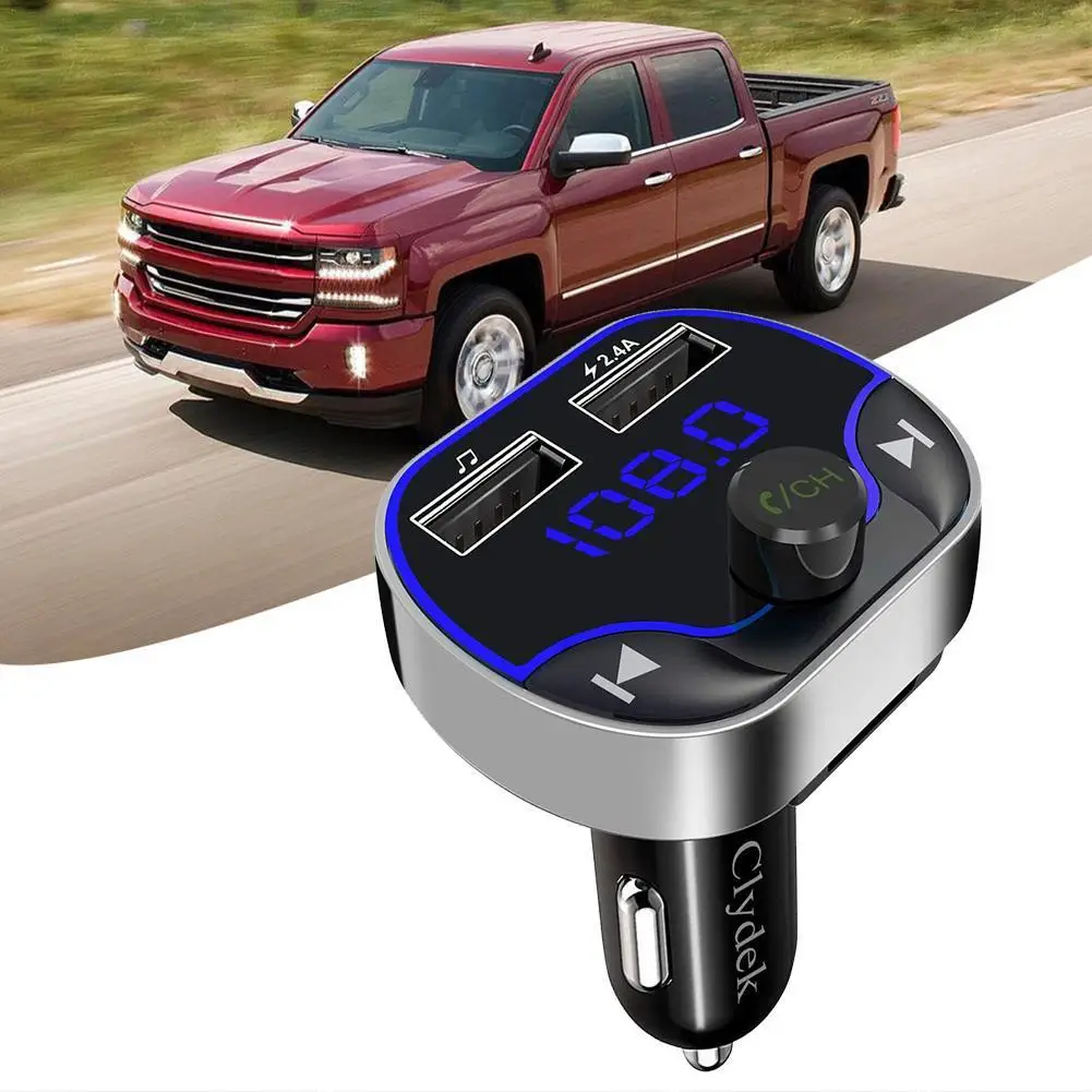

FM Transmitter Handsfree Bluetooth 5.0 Car Kit MP3 2.4A Car With Modulator Charger Dual Player FM USB Transmiter X4B4
