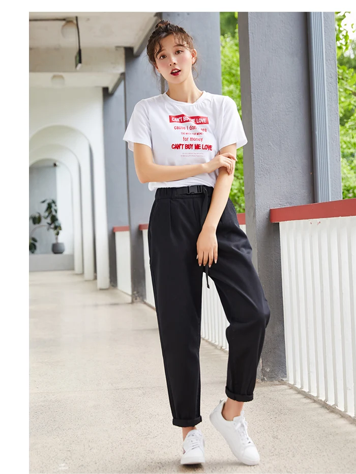 Женские повседневные брюки LEIJIJEANS, свободные модные черные и белые джинсы яркой расцветки с высокой посадкой, повседневная модель 9104 большого размера на осень