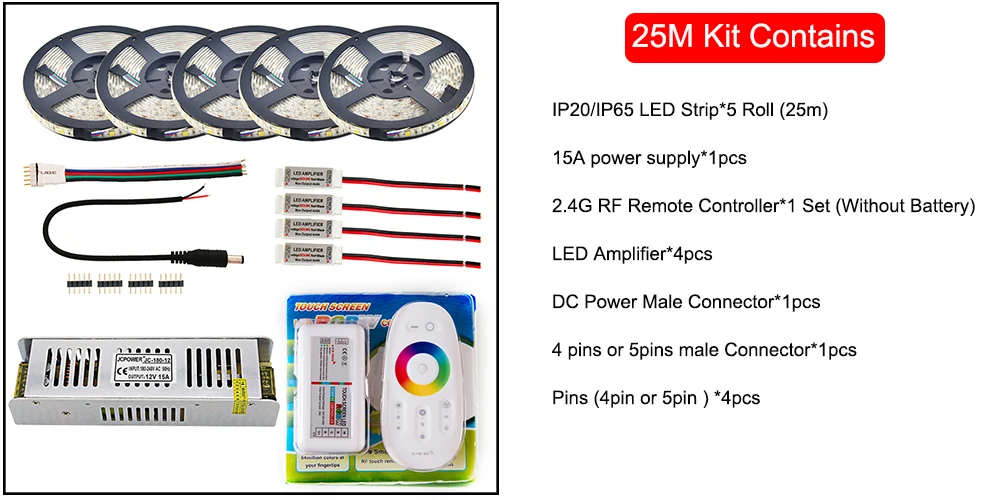 10 м 15 м 20 м 30 м набор DC12V RGB RGBW rgbww 5050 SMD 300 светодиодный s светодиодный полосы+ 2,4G RF пульт дистанционного управления+ адаптер питания+ комплект усилителя