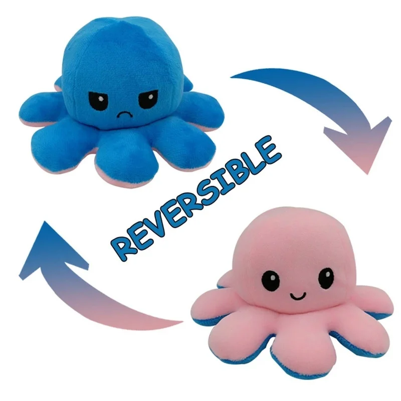 

Flip Octopus Plush Doll Toy Angry Flip Happy Toys Moods Octopus Double Sided Colorful Animal Doll Children Gifts Home Ornaments