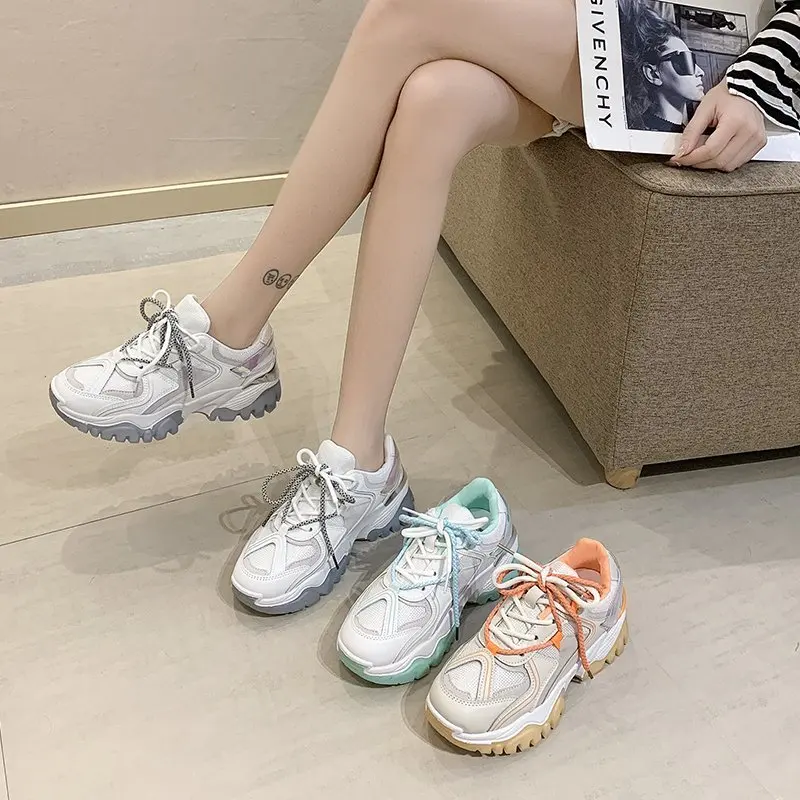 

Rimocy 2020 Autumn Fashion Breathable Mesh Chunky Sneakers Women Lace-up Platform Sport Shoes Woman Outdoor Casual Shoes Female