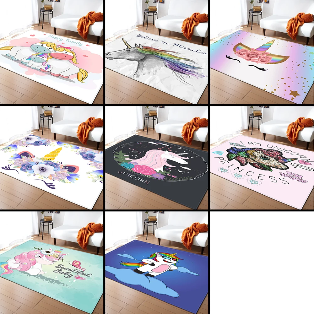 Мультяшный ковер с единорогом декоративный коврик для детской комнаты зоны