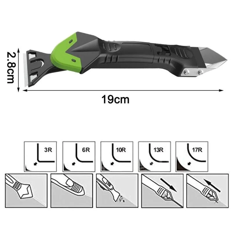 

5 In 1 Sealant Scraper Kit Rand Fixer 3-in-1 Silicone Caulking Tools Glass Glue Angle Scraper Floor Mould Removal Hand Tools Set