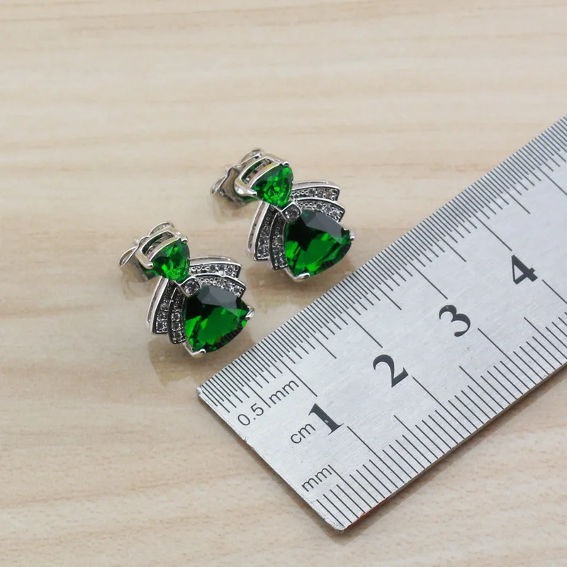 6-Color Now Low Price Wholesale Silver Color With Natural Stone CZ Green Jewelry Sets For Women Stud Earrings/Bracelet/Ring | Украшения и
