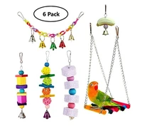 6pcspack parot toys bird toys bird parrot stand bird hammock stand hanging toy pet accessories bird chew toy