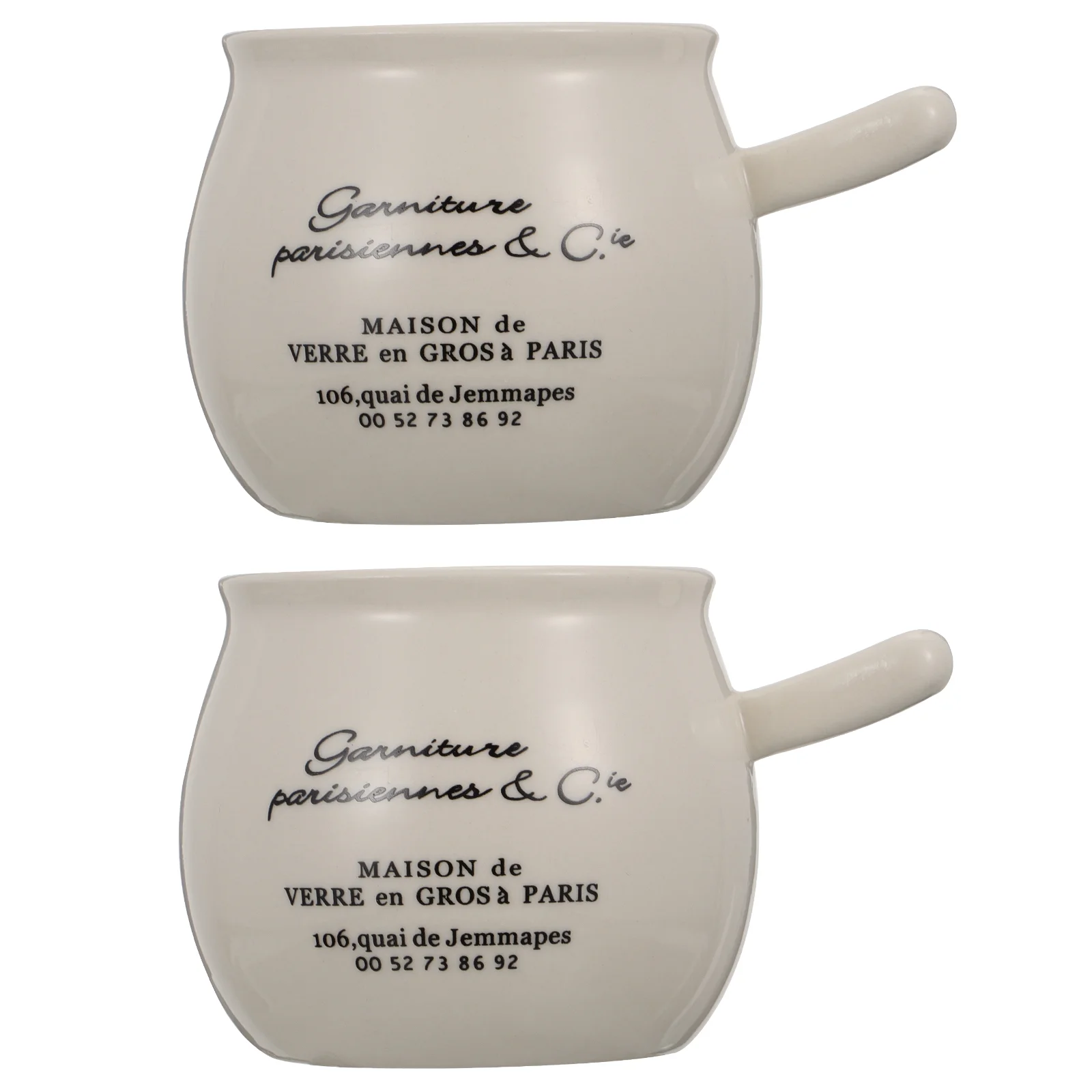 

2Pcs Decorative Succulent Cups Mini Ceramic Flowerpots with Handle (White)
