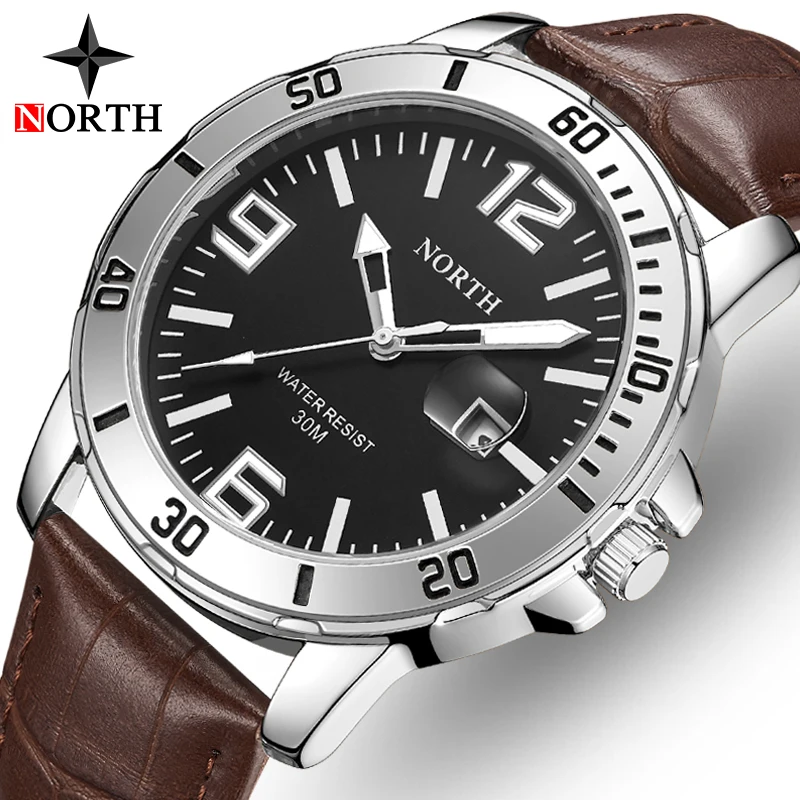 Часы NORTH Top Brand Мужские кварцевые роскошные повседневные спортивные