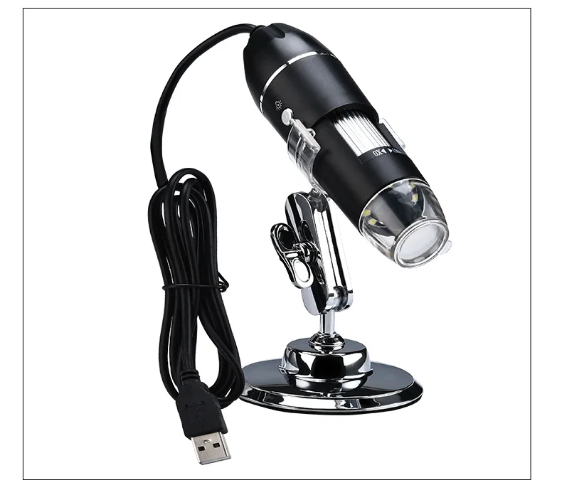 1000X HD Digital USB Microscope Handheld Portable Digital Microscope USB Interface Electron Microscopes with 8 LEDs with Bracket - Color: Metal bracket 1