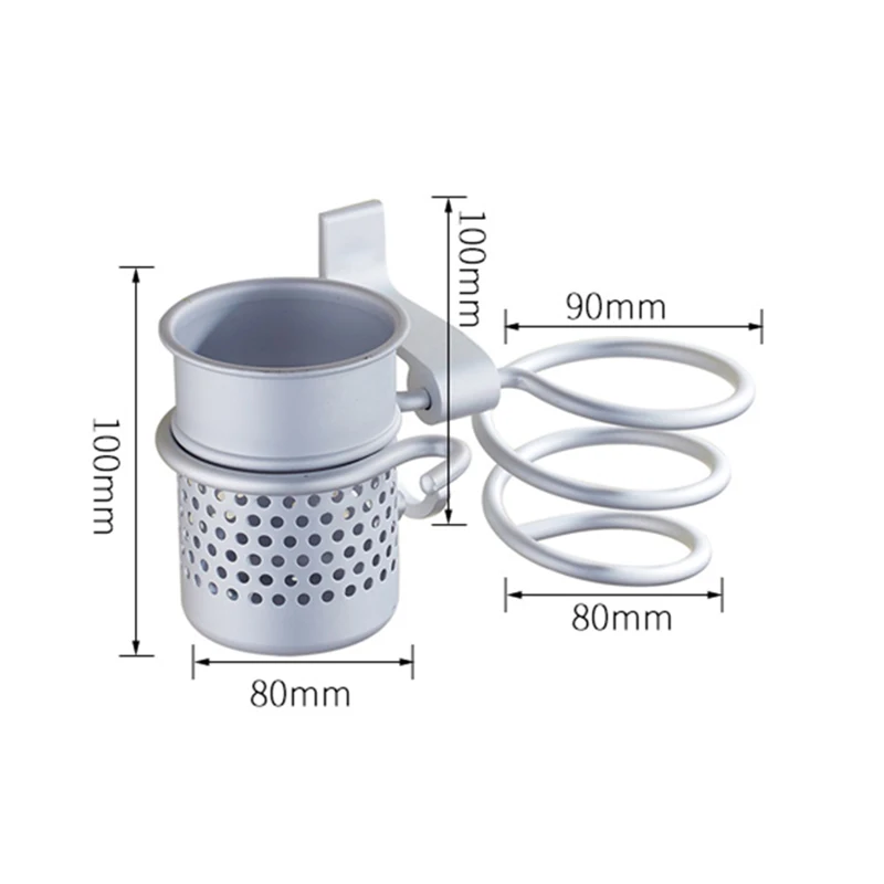 Золотой держатель для фена алюминиевая настенная Полка Фен стойка с чашкой
