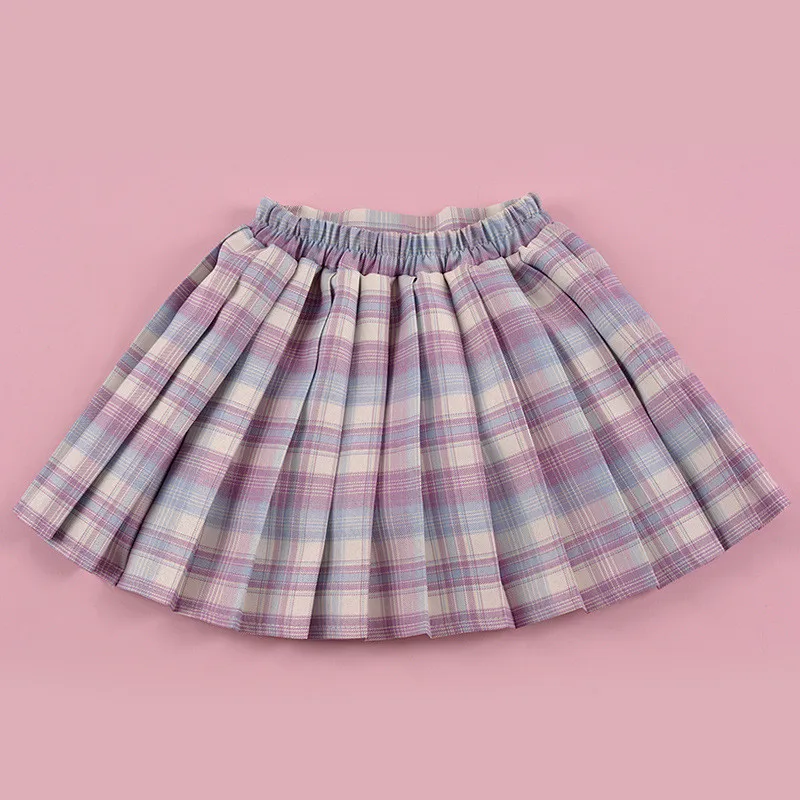 

Top + Skirt Jk Uniform Suit Elementary School Student Group Performance Girls Plaid Pleated Skirt College Style Fashion Suit