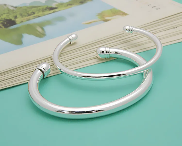 Модный простой браслет для пары из серебра 925 пробы мужчин и женщин