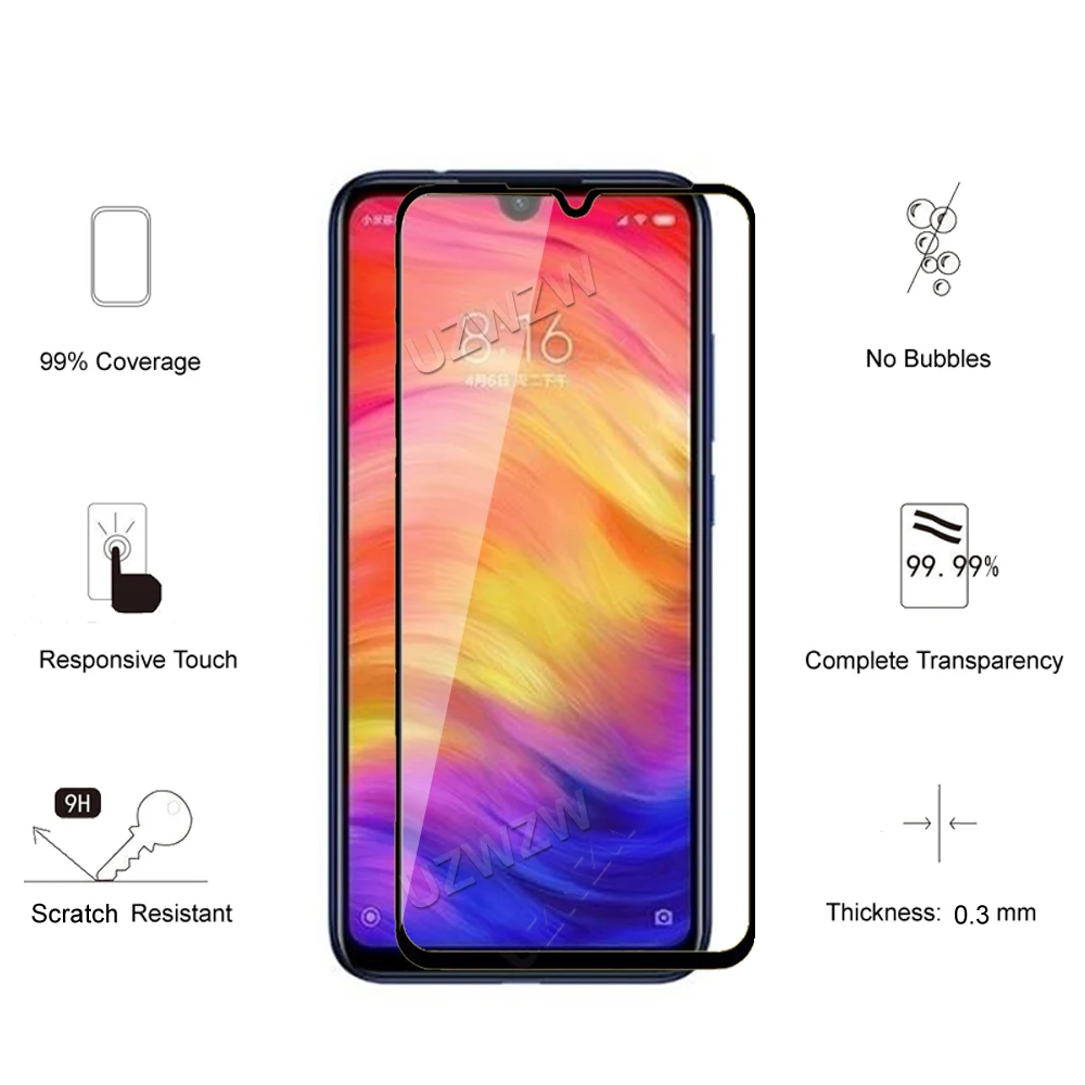 Для Xiaomi Redmi Note 7 / Pro 7s полное покрытие закаленное стекло Защита для экрана телефона