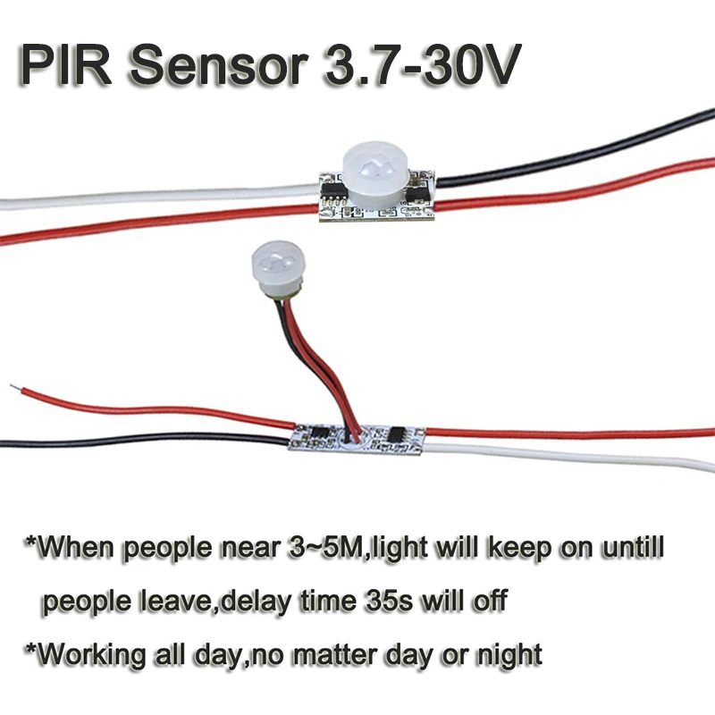 3.7V 5V 12V 24V 5A PIR Motion Sensor Switch Movement Detector Activated Timer Automatic ON OFF for Kitchen Cabinet LED | Обустройство