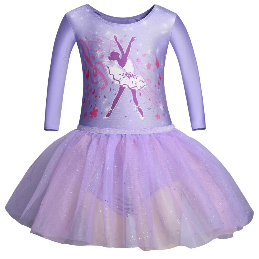 Трико Girls3 с 4 рукавами для танцев балетное платье детский блестящий костюм