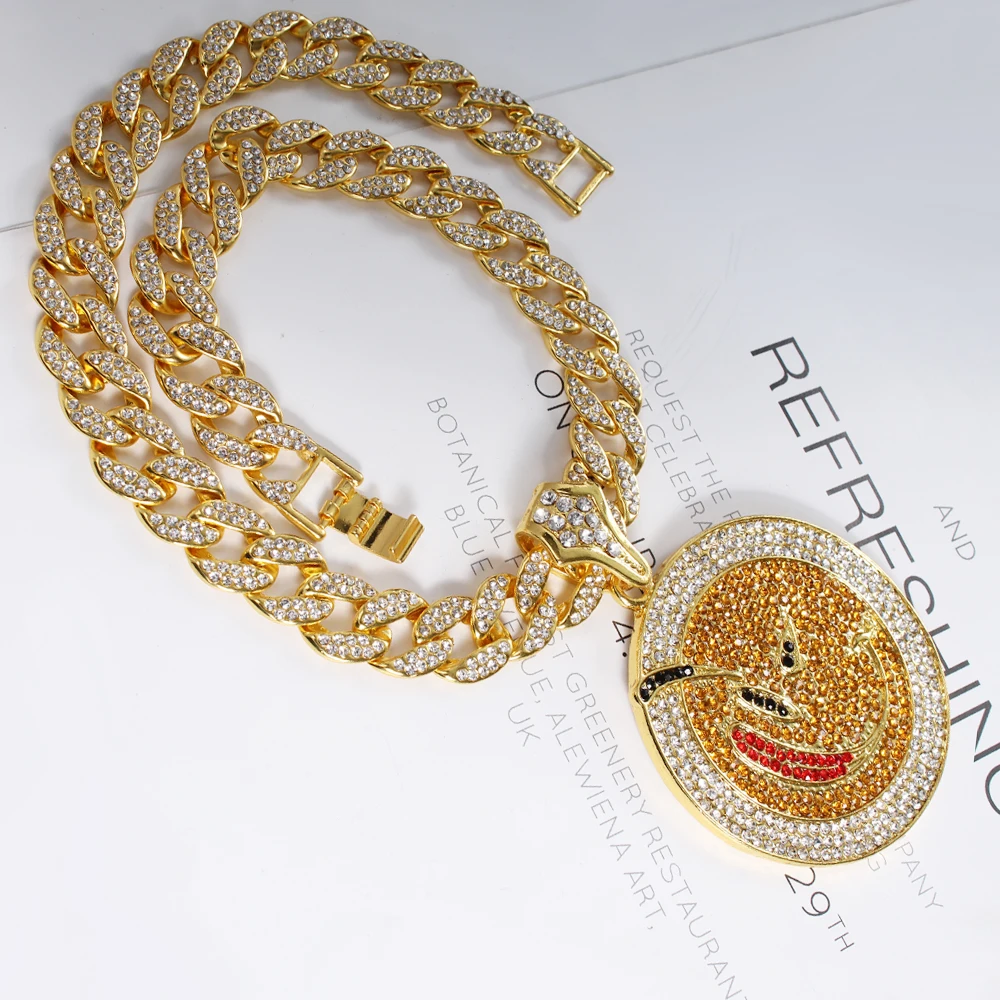 Большой Круглый Кулон В Стиле Хип-хоп кубинский чокер Майами с пазлом Гроза