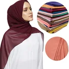 Однотонный пузырьковый шифоновый шарф, хиджаб для женщин, летний мусульманский головной платок, тюрбан, женский головной платок, шали и шарфы для женщин