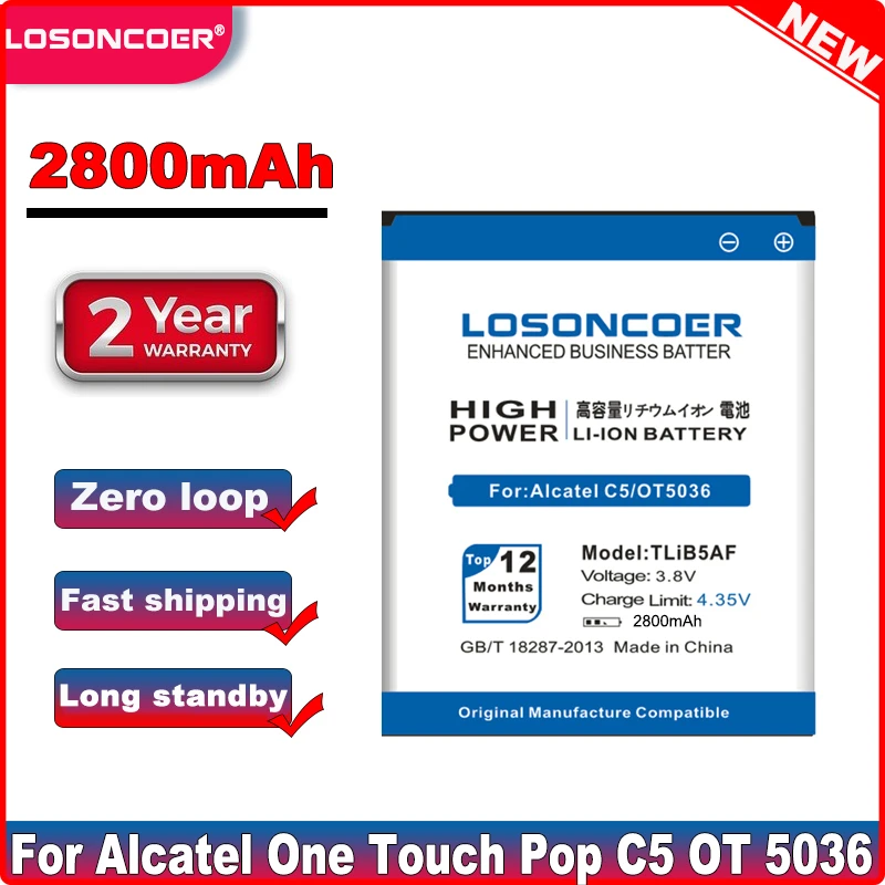 2800 мАч LOSONCOER TLiB5AF для Alcatel One Touch Pop C5 OT5036 OT5036D OT 5036 5036D TCL S800 S710 997D OT997 5037