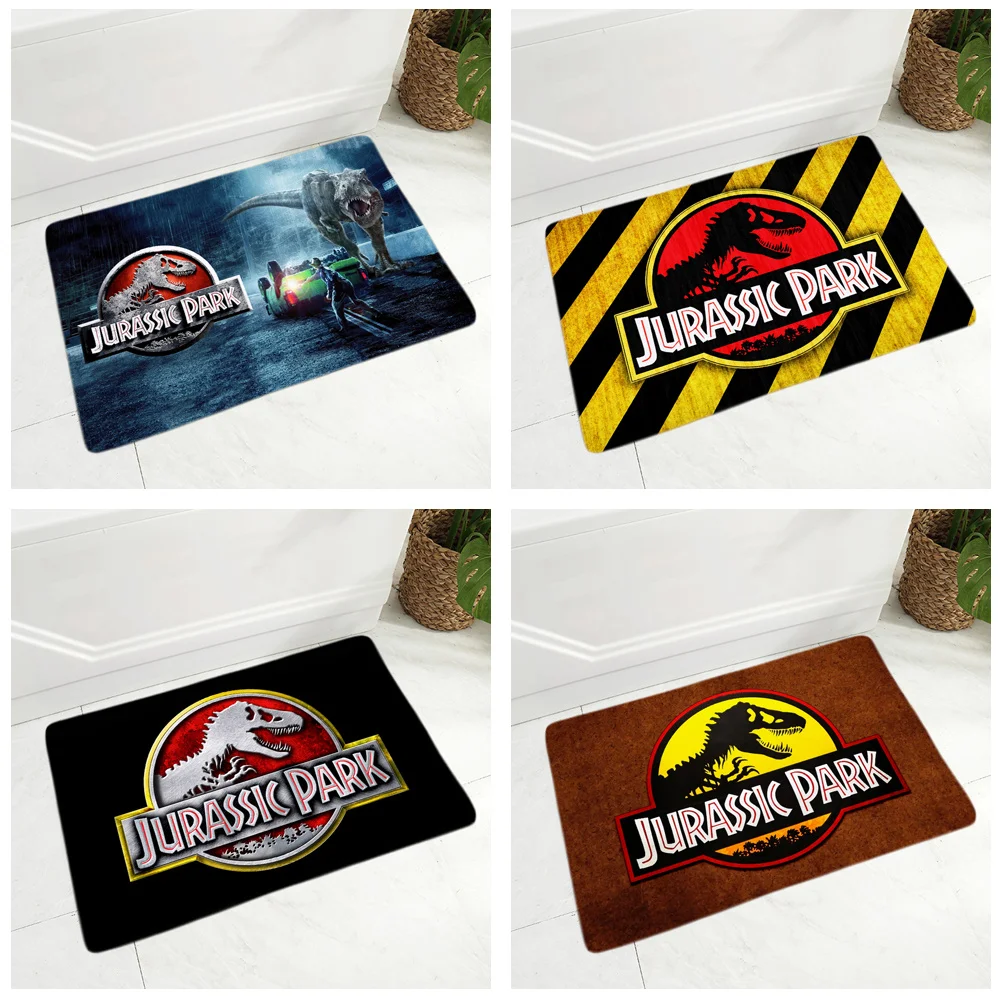 Коврик для прихожей в стиле парка Юрского периода нескользящий фланелевый