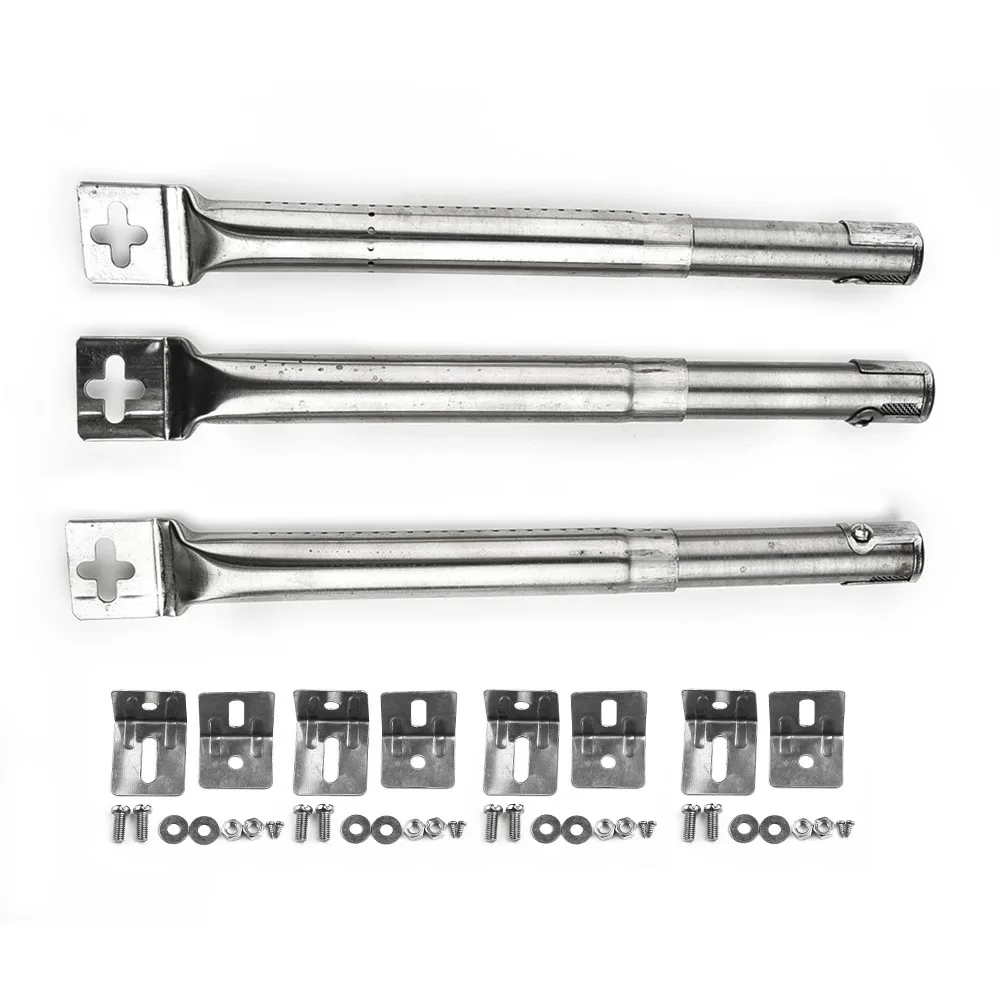 

BBQ Grill Tube Burners 3pcs Universal Straight Pipe BBQ Grill Tube Burners Stainless Steel Adjustable Gas Grill Parts Replacemen