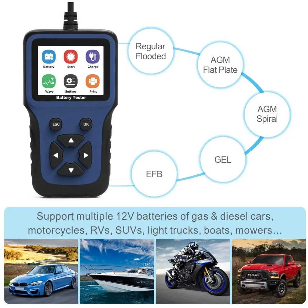 

OBDPROG V311B 12V Battery Tester 100 To 2000CCA Car Battery Tester Charger Analyzer Cricut Load Tools Car Diagnostic Tool