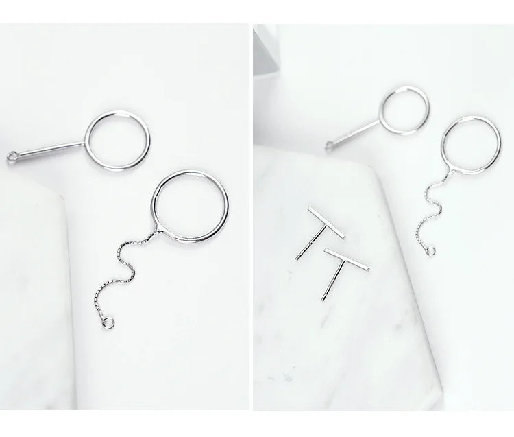 

REETI 925 sterling silver Asymmetric circle Stud Earrings for Women Elegant Wedding Jewelry pendientes mujer moda 2019 Brincos