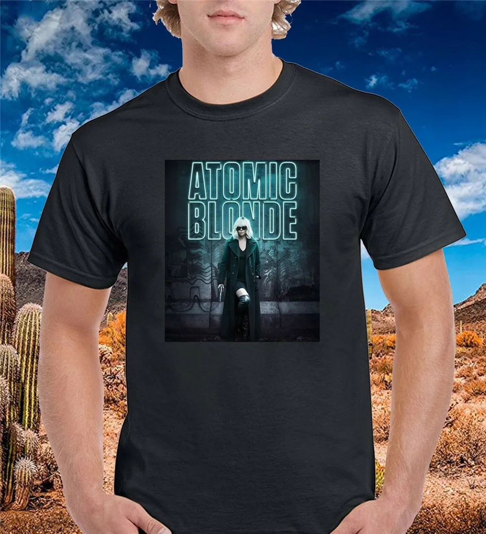 Атомная блонд фильм Шарлиз Терон черные футболки Мужская футболка S до 3Xl M Xl 2Xl 4Xl