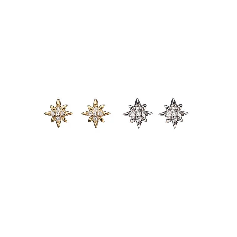 

925 Sterling Silver Crystal Star Charm Stud Earrings For Women Korean Fashion Party Jewelry Girl eh322