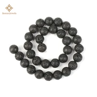 bonzerjewels 4 12mm natural black lava round loose volcanic rock stone beads for diy jewelry makin beading diy bracelet 15
