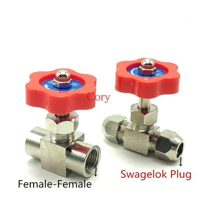 1PC Nickel-Plated Brass 1/8" 1/4" 3/8" 1/2" BSPP Female-Female Threaded 6/8/10/12mm Swagelok Plug Needle Valve